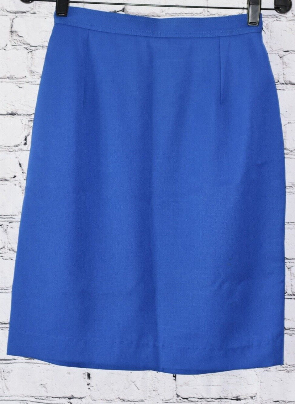 Vintage Valentino Studio Designer Royal Blue Wool Pencil Skirt 40/6